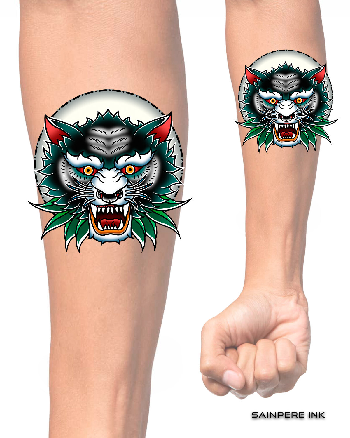 Jose Sainpere - Traditional Wolf Tattoo