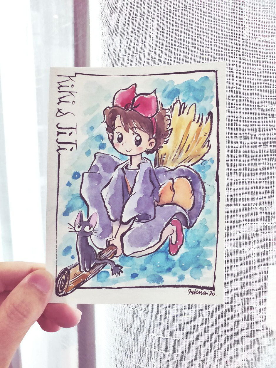 Trivia Goh Kiki And Jiji From Kiki S Delivery Service Ink Watercolor Studio ghibli 1/150 kiki's delivery service bakery gutiokipanja gutiokipanya paper craft kits mk07… delivery service ink watercolor