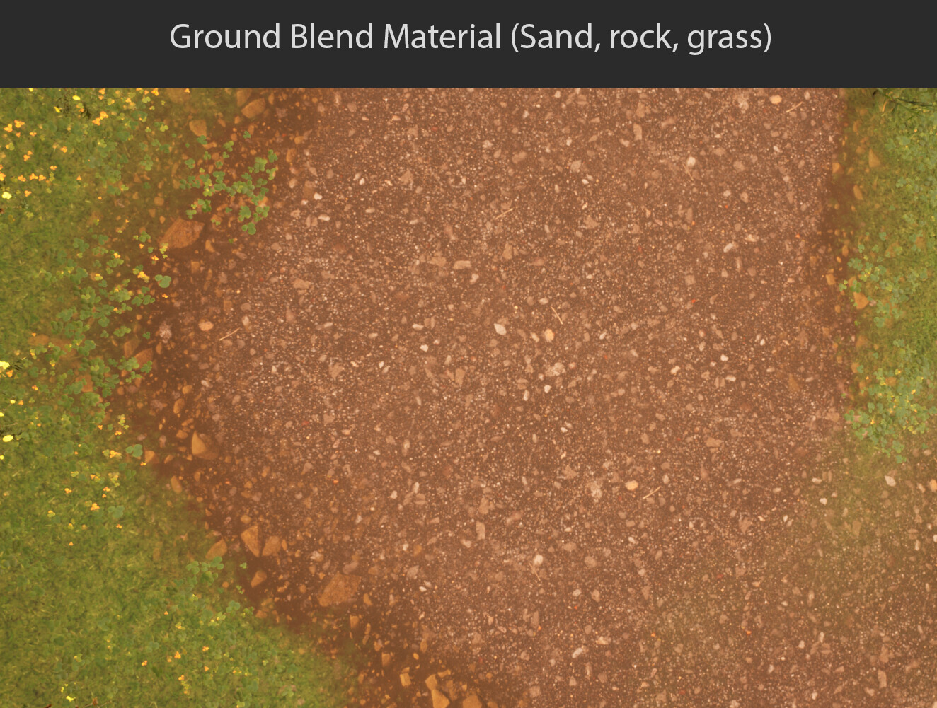 Ground Blend Material:

When painting between the 3 layers, it was important to use the rock layer to blend between the grass and sand.