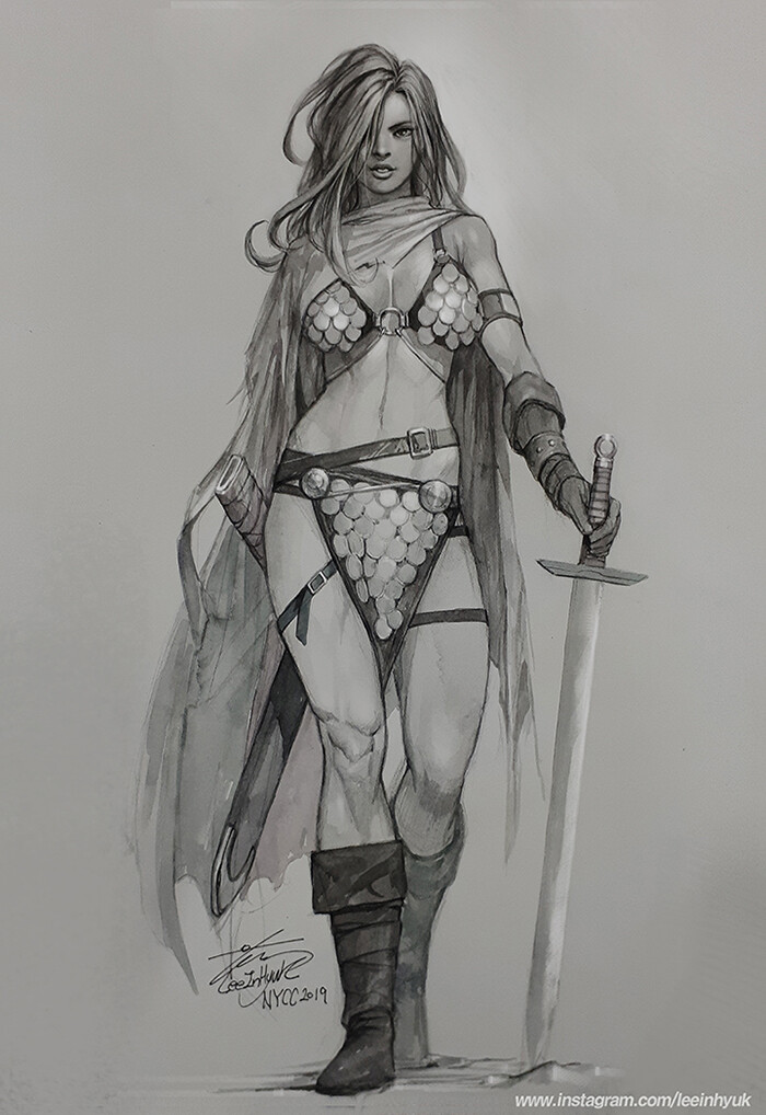 Red Sonja/ full body/ Pencil &amp; Inks/ A3/ NYCC 2019