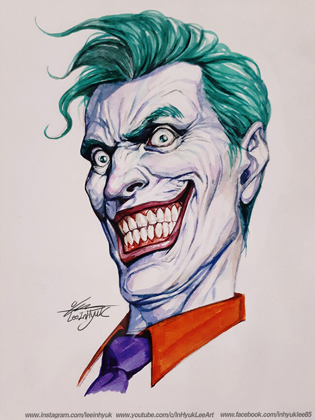 Joker/ Headshot/ water colour/ A4/ at Excel London MCM