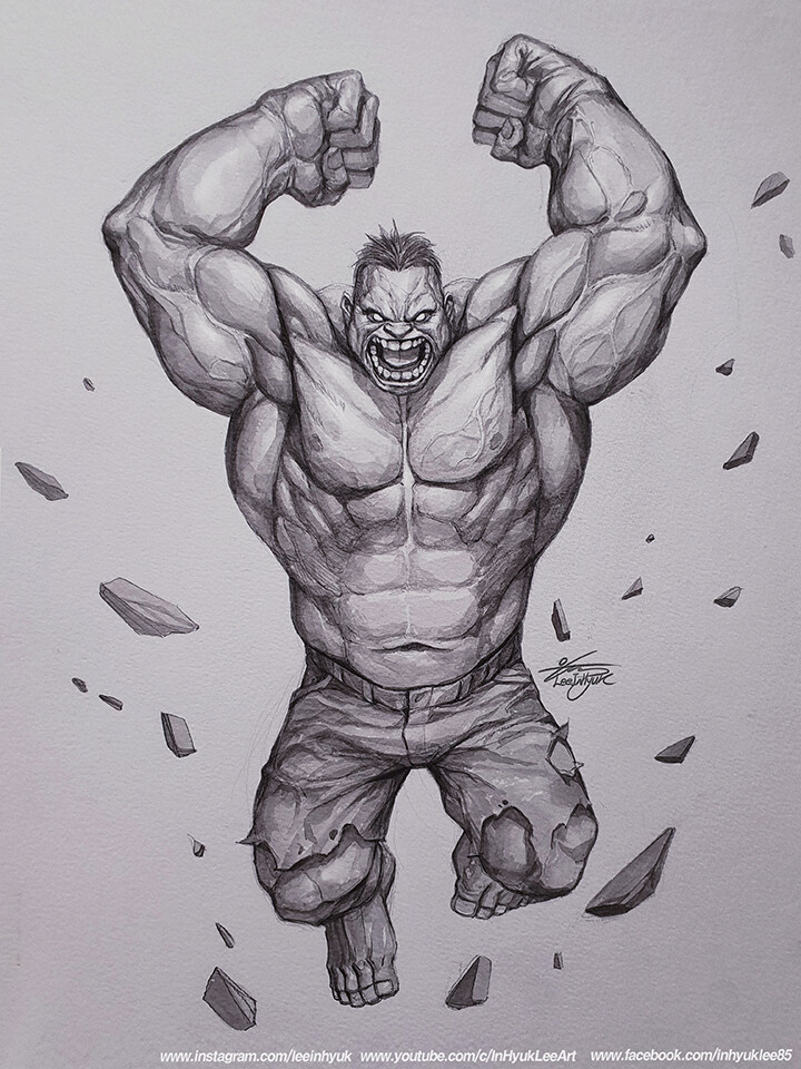 Hulk/ Full body/ Pencil &amp; Inks/ A3/ C2E2 2020