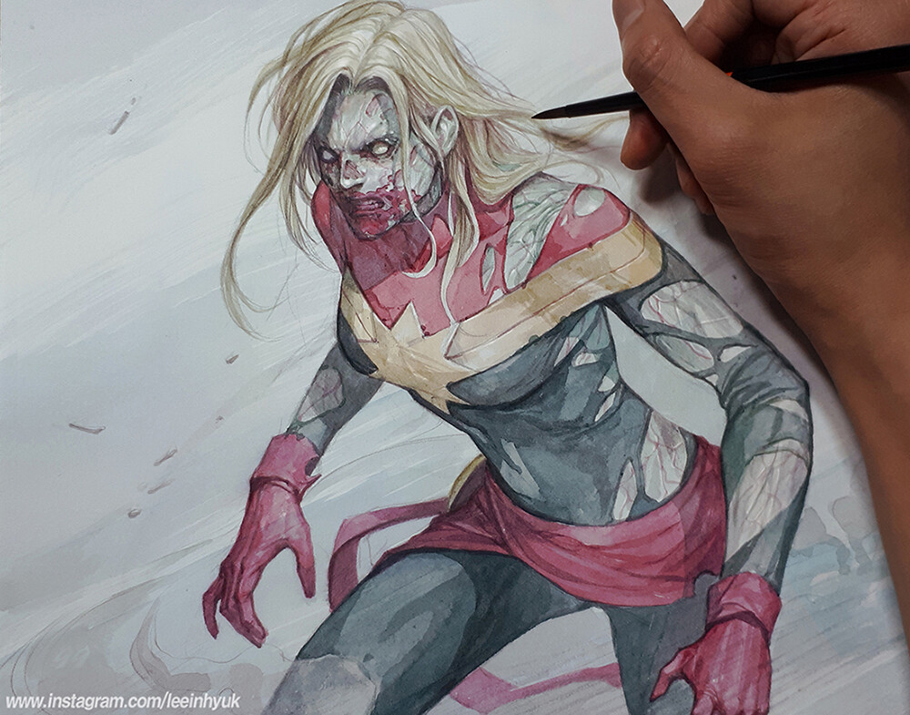 Captain Marvel Zombie/ Half body/ Water color/ A3/ NYCC 2019
https://www.instagram.com/p/B20YAZdBNG5/