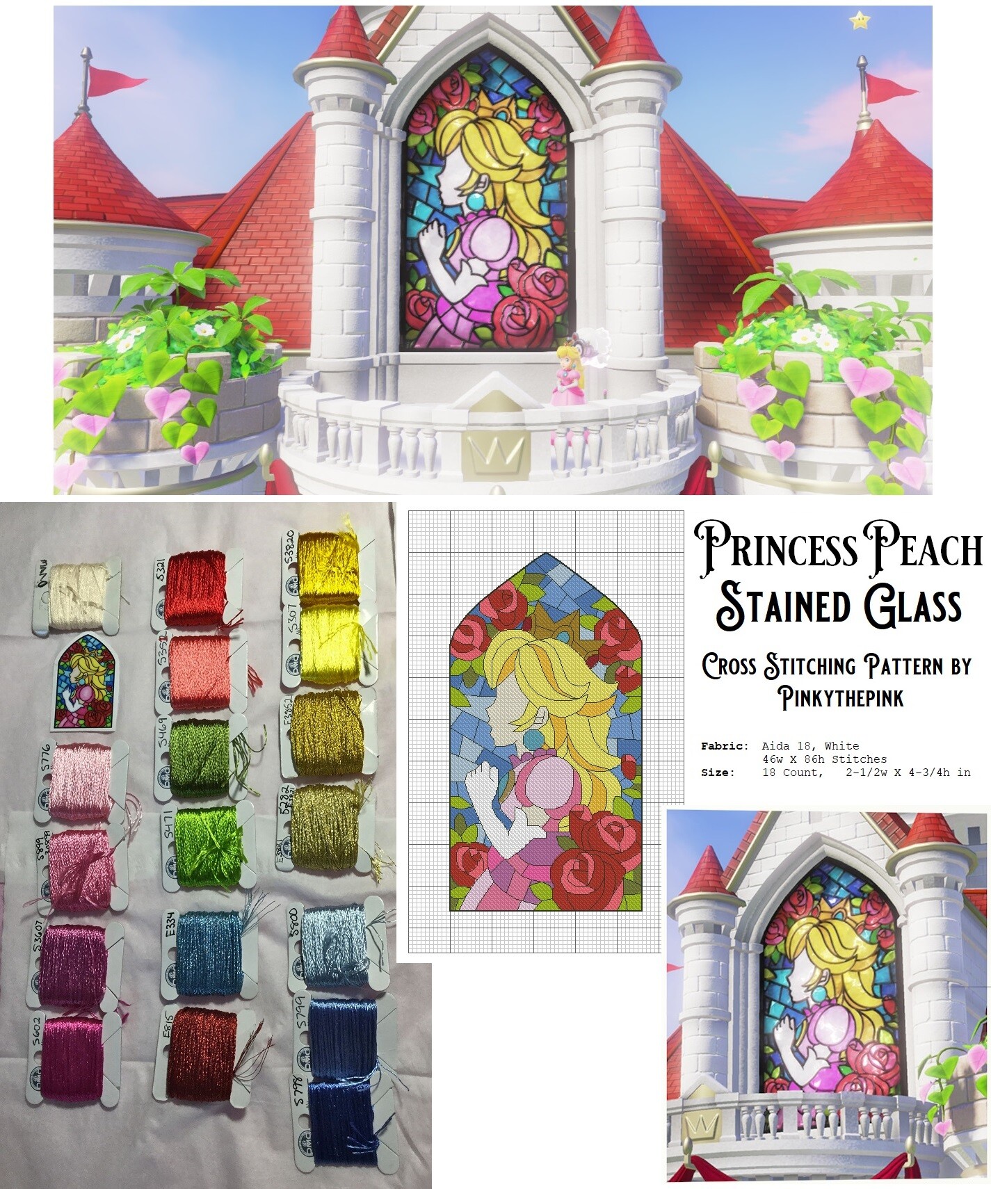 Ashley Mae Princess Peach's Castle Stained Glass Window