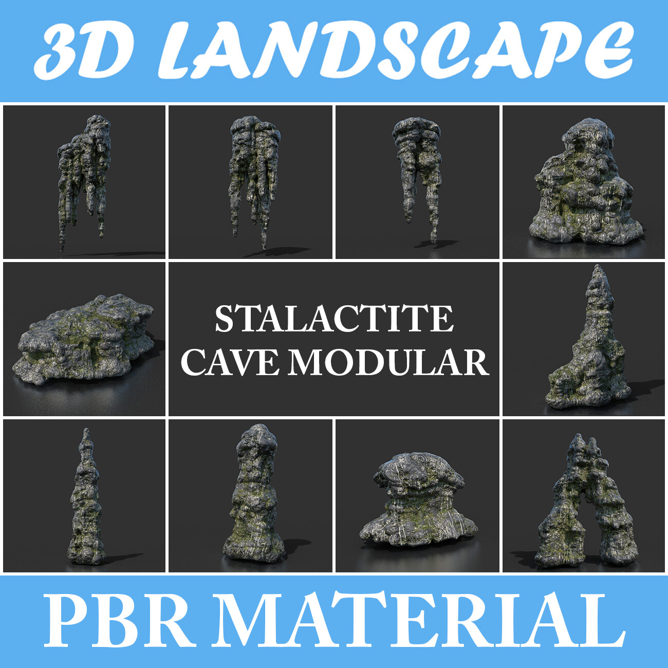 Artstation Low Poly Stalactite Cave Modular Pack B2 2020