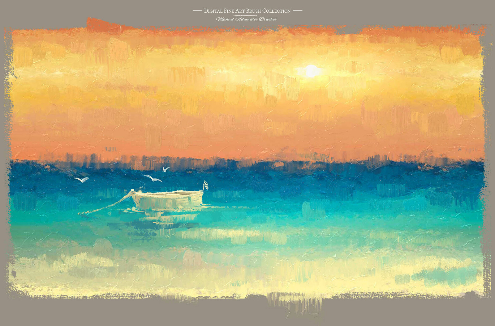 Digital Fine ART Oil Painting - Sunset Sea 