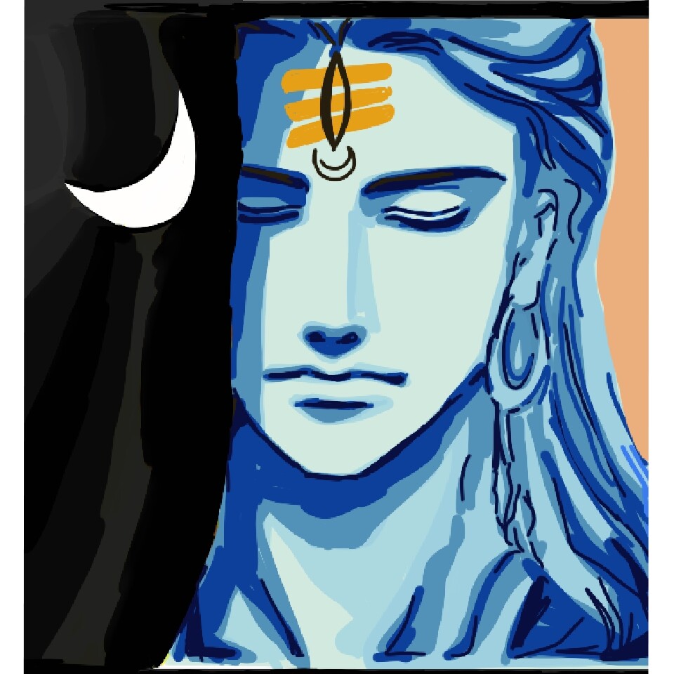 An artwork of Lord Shiva inspired by the Chaumukh nath shivlinga of M.P I  drew : r/hinduism