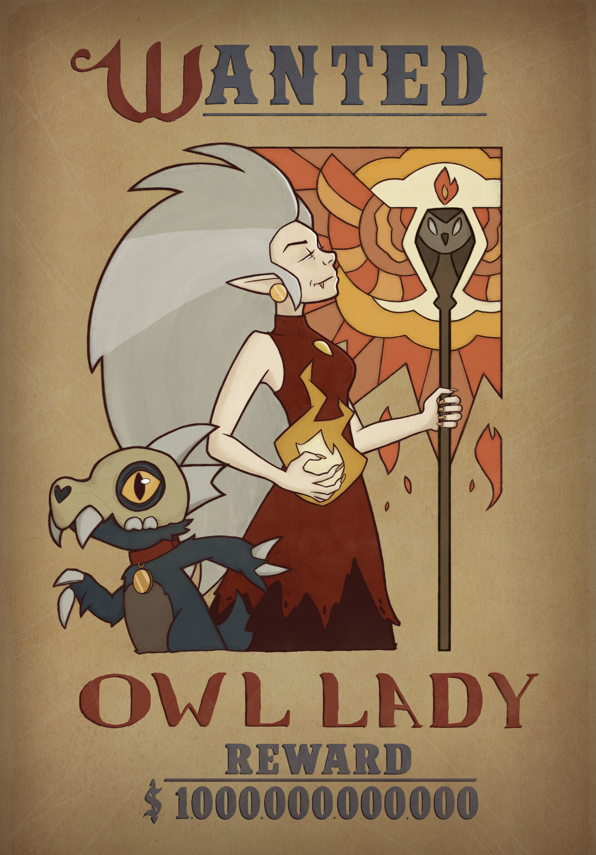 Owl Lady Wanted Poster.