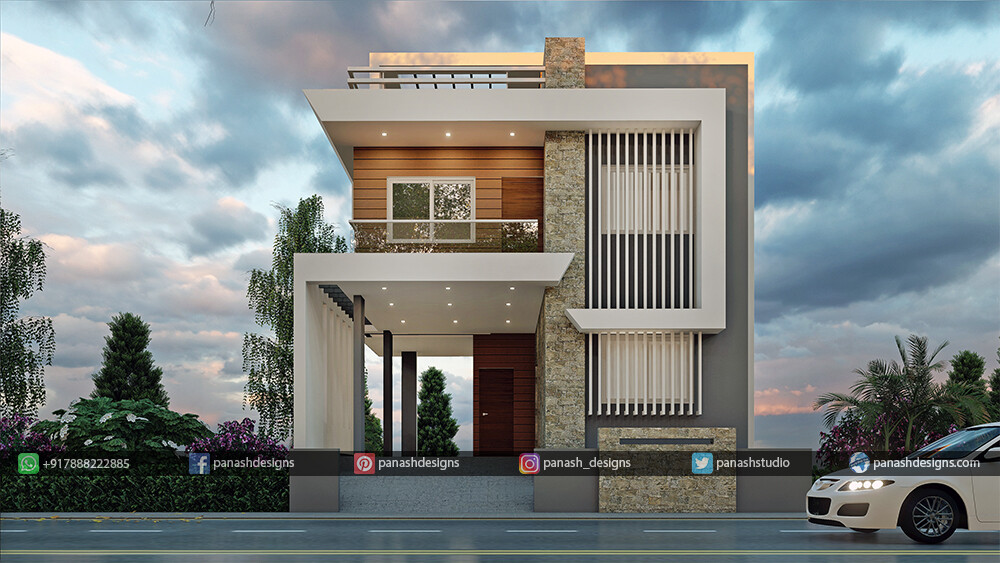 ArtStation - MODERN BUNGALOW ELEVATION , Panash Designs