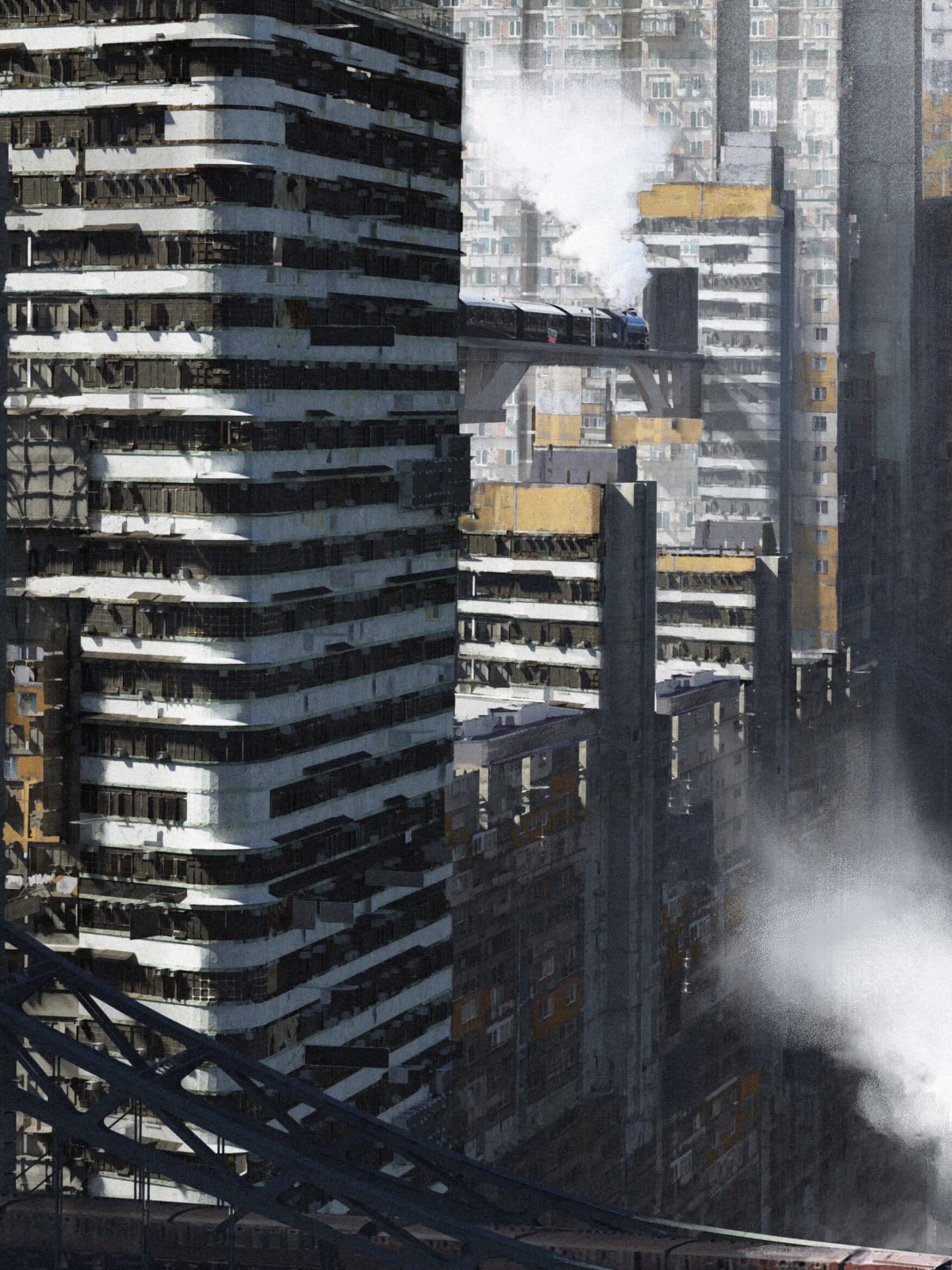 a detail view of said towerblocks