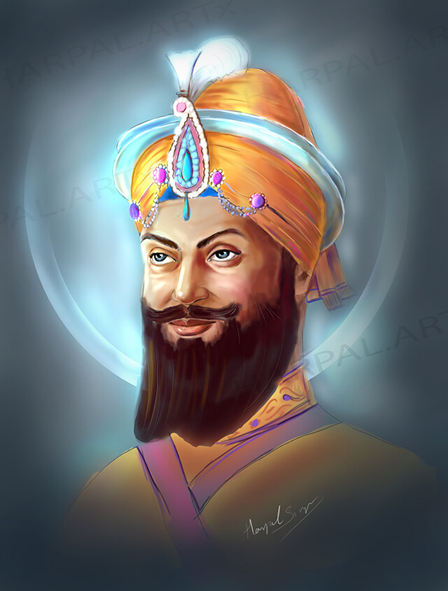 Artx by Harpal Singh - digital painting of guru gobind singh ji