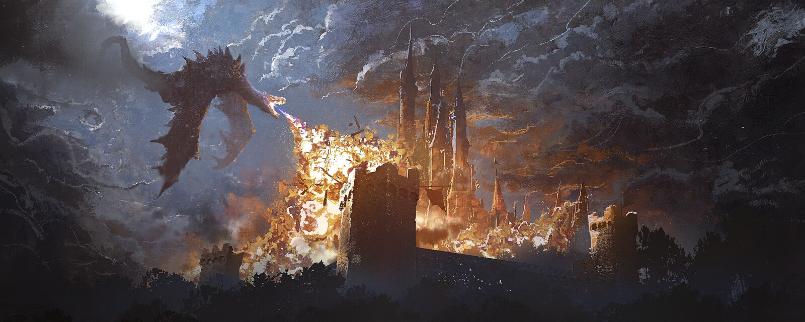 Dragon and flame