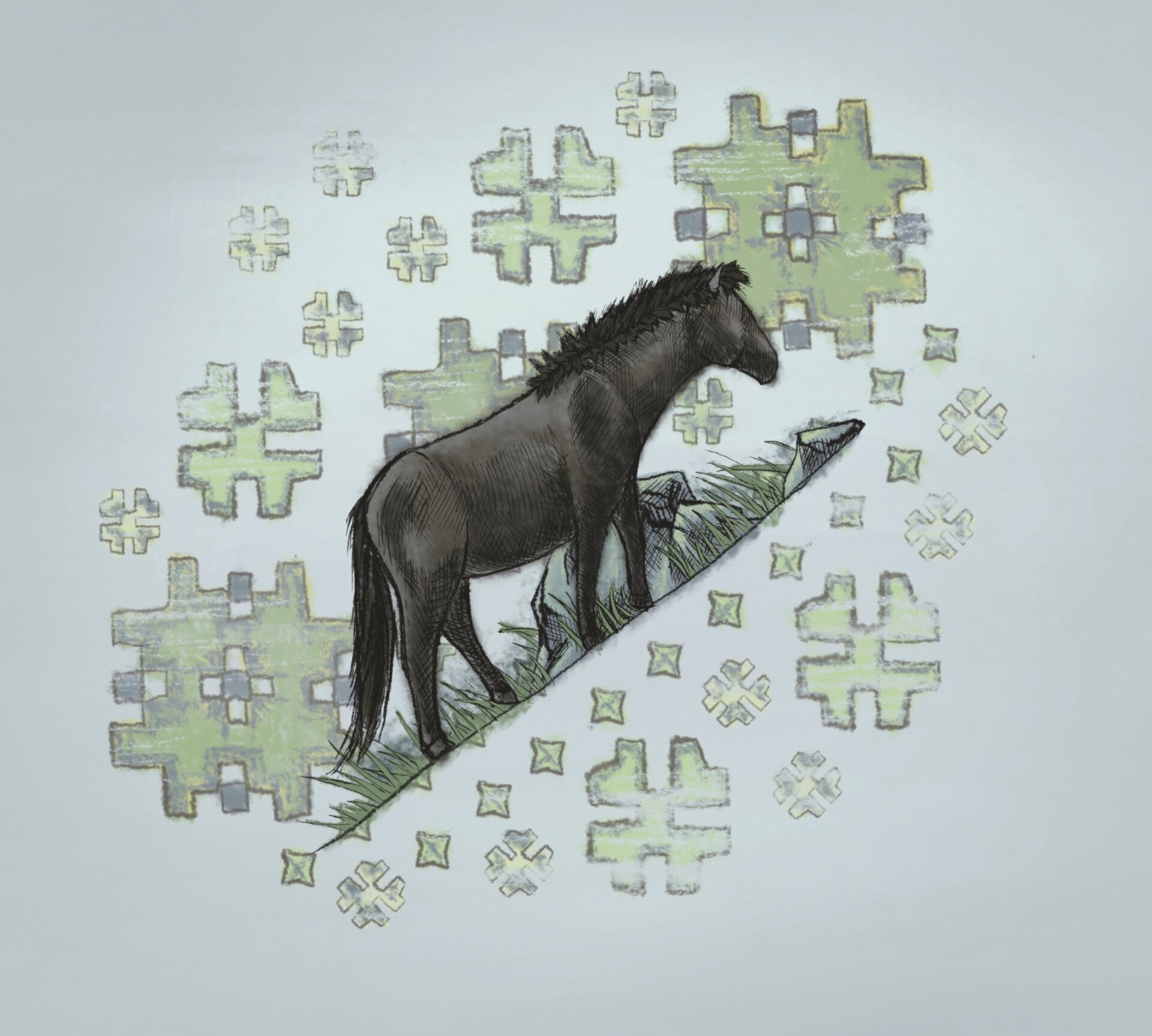 Став лошадка. Конь из стали. Anna helt dreamflit Design model Horse Tack.