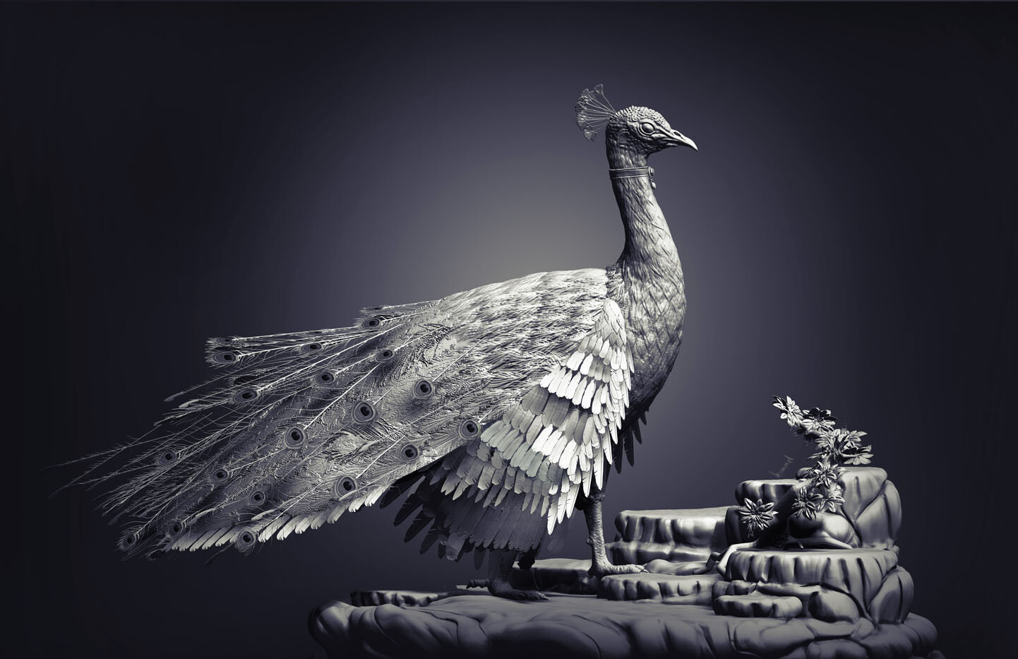Peacock sculpture 3d sales model