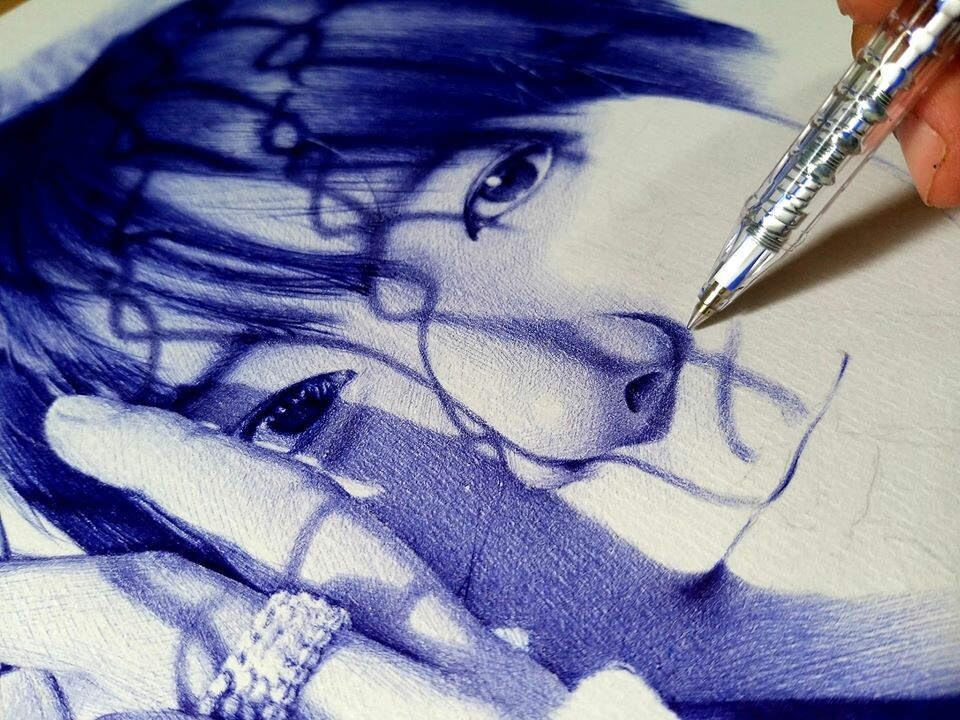 ArtStation - Ballpoint pen art drawing