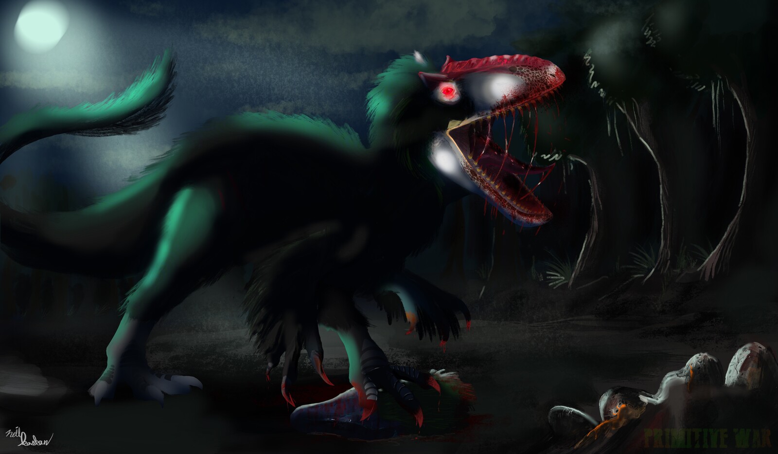 Atmospheric piece created for a critic's written review of the short story "Killer Whales" from ' The Hunting of Stalker Force: A Primitive War Anthology.'