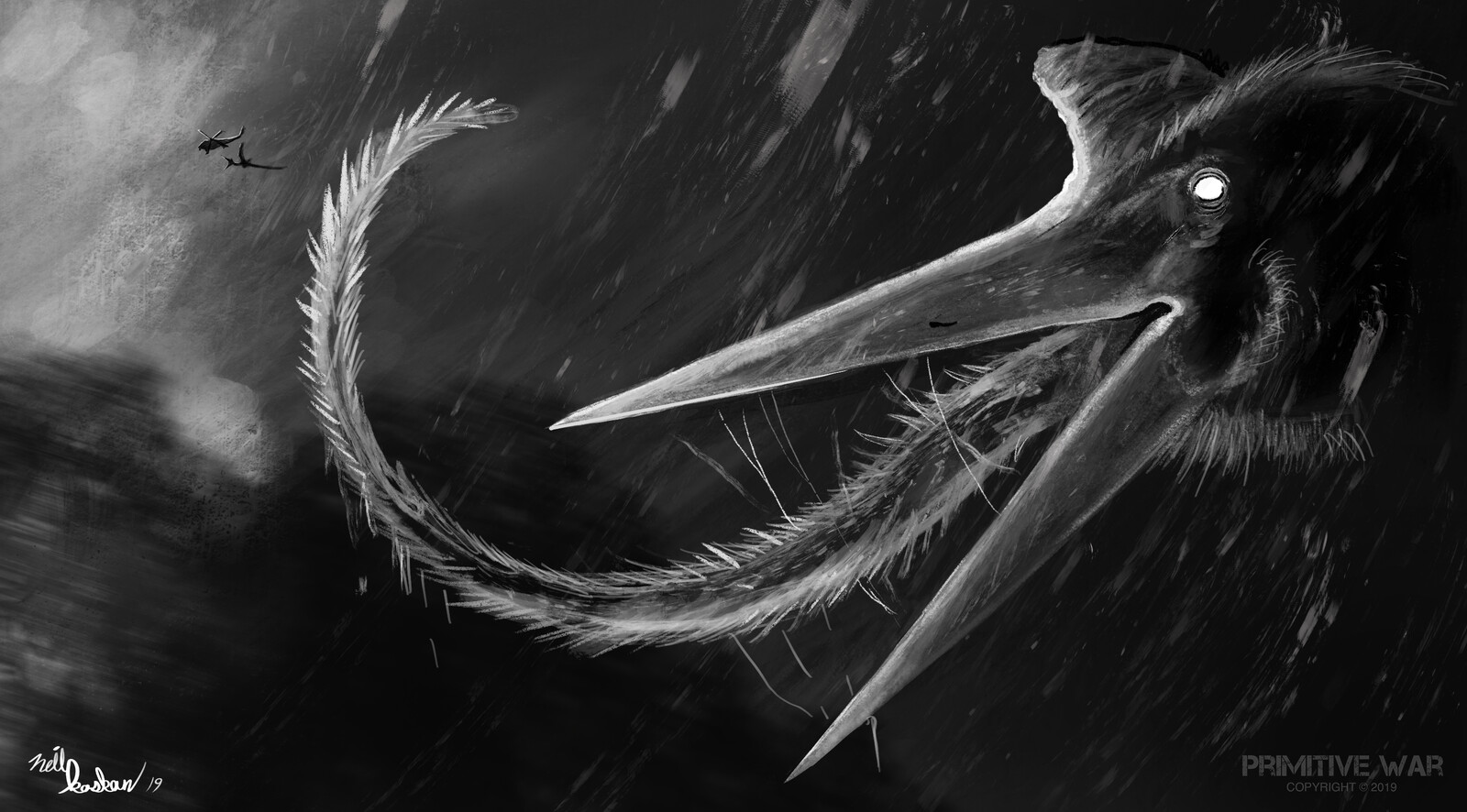 Visual test of "horror focused" piece using the novel's Quetzalcoatlus as the subject matter. 