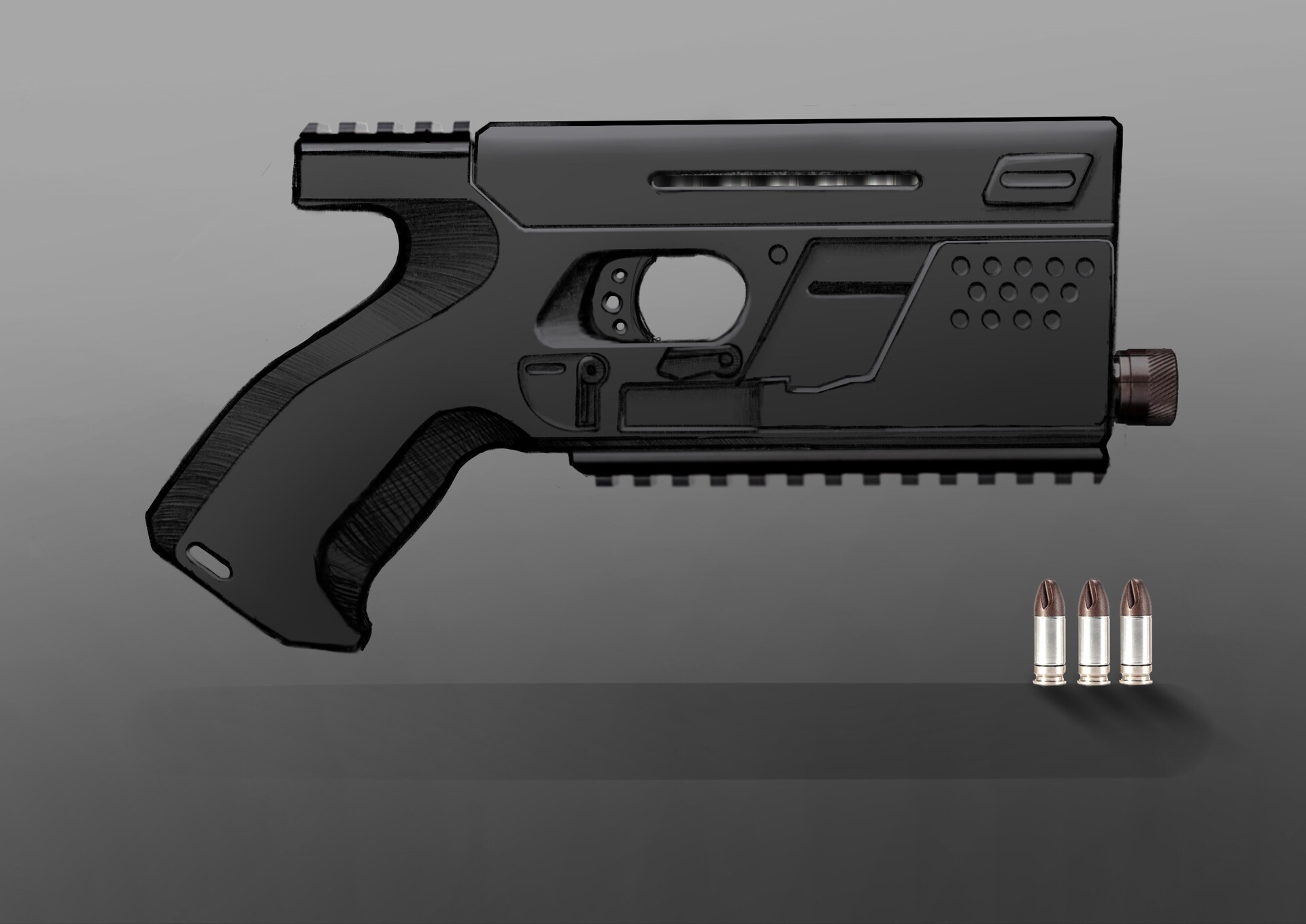 ArtStation Cyberpunk Handgun Study