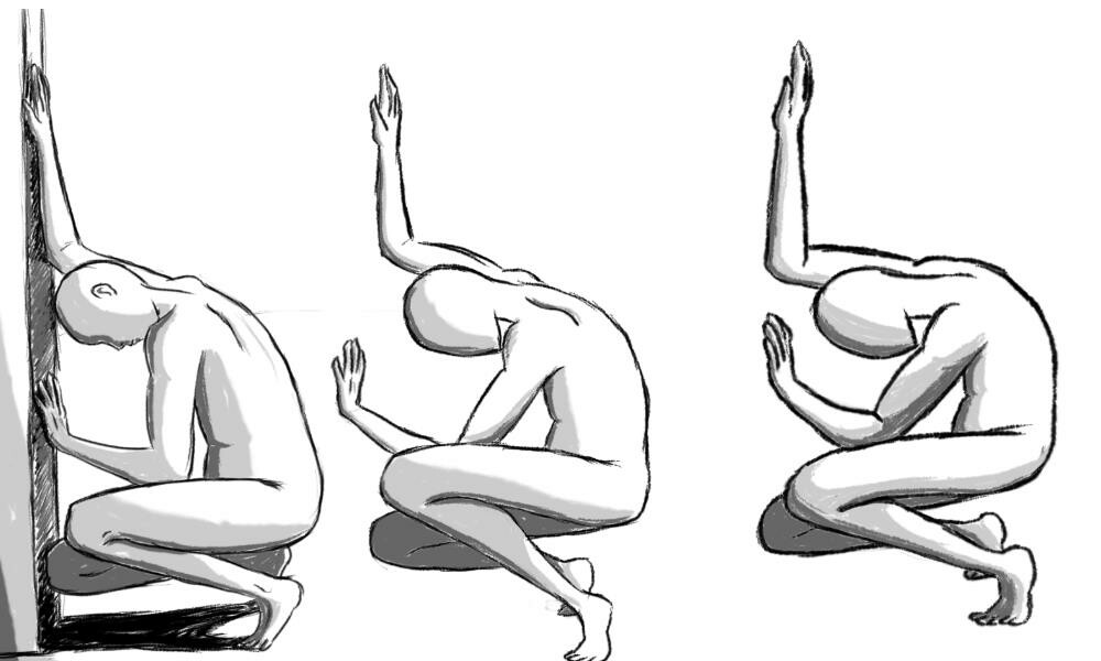 Artstation Pose Reference 1 Crouching Against A Wall Karl Acio,Sound Waves Line Drawing