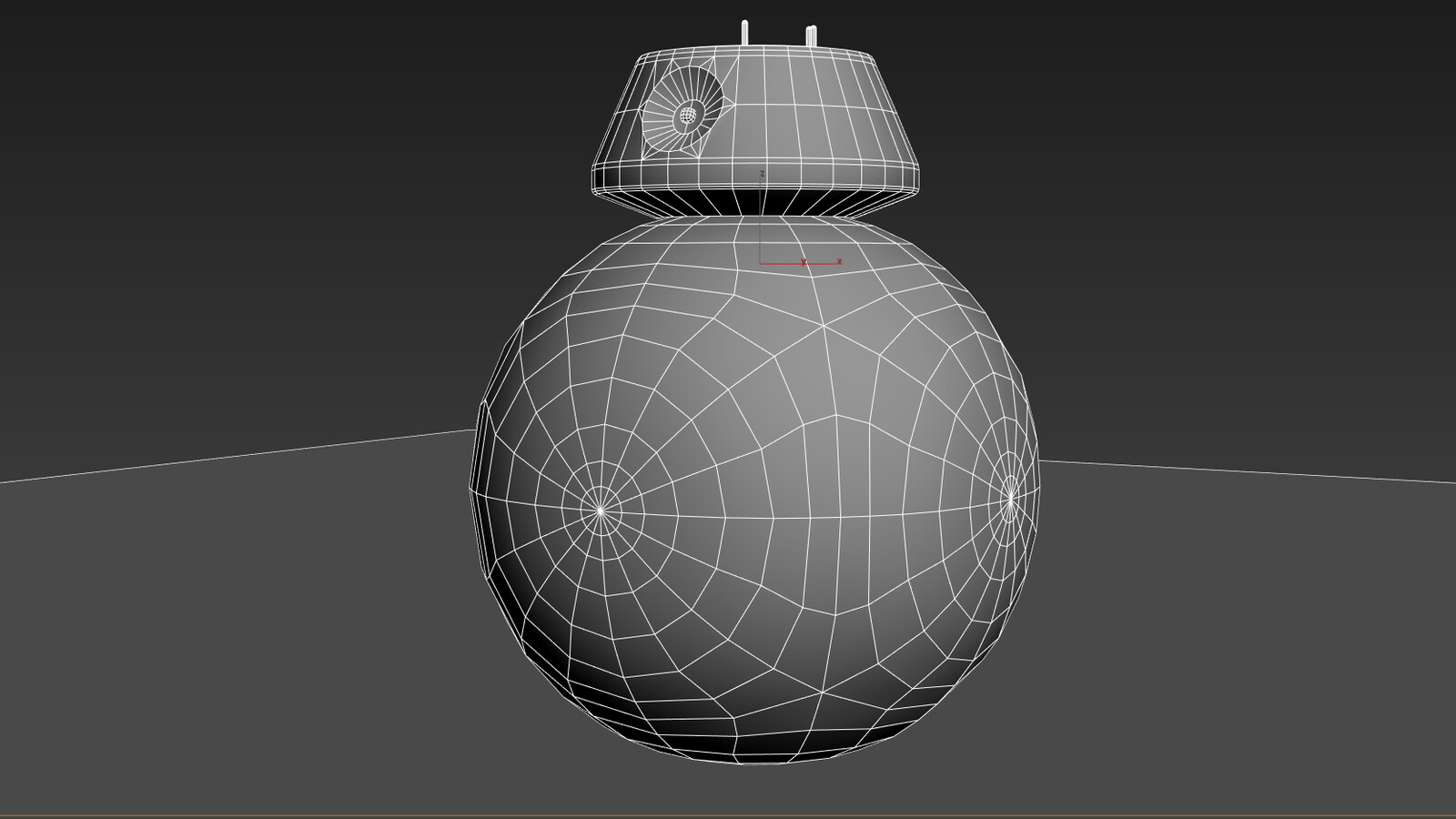 Wireframe of the low poly model. Polycount was 1675.