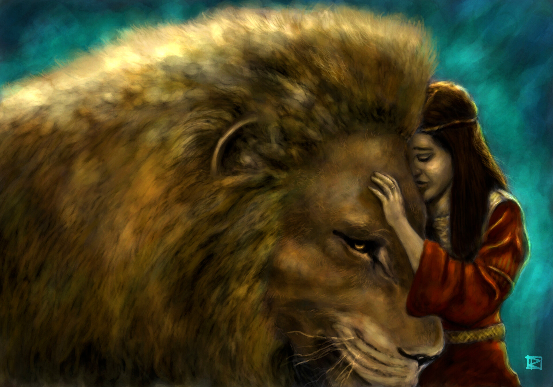 Lucy and Aslan by DarkRone on DeviantArt