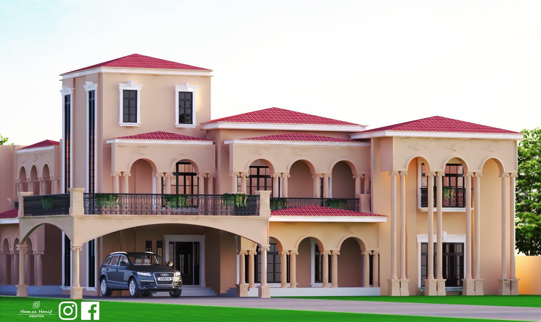 Artstation Classic Villa 3d Visualization Hamza Hanif