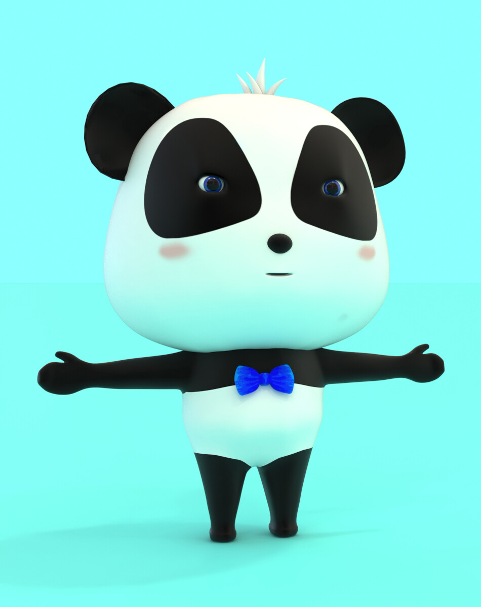 Cute Little Pandas 3D model 3D printable