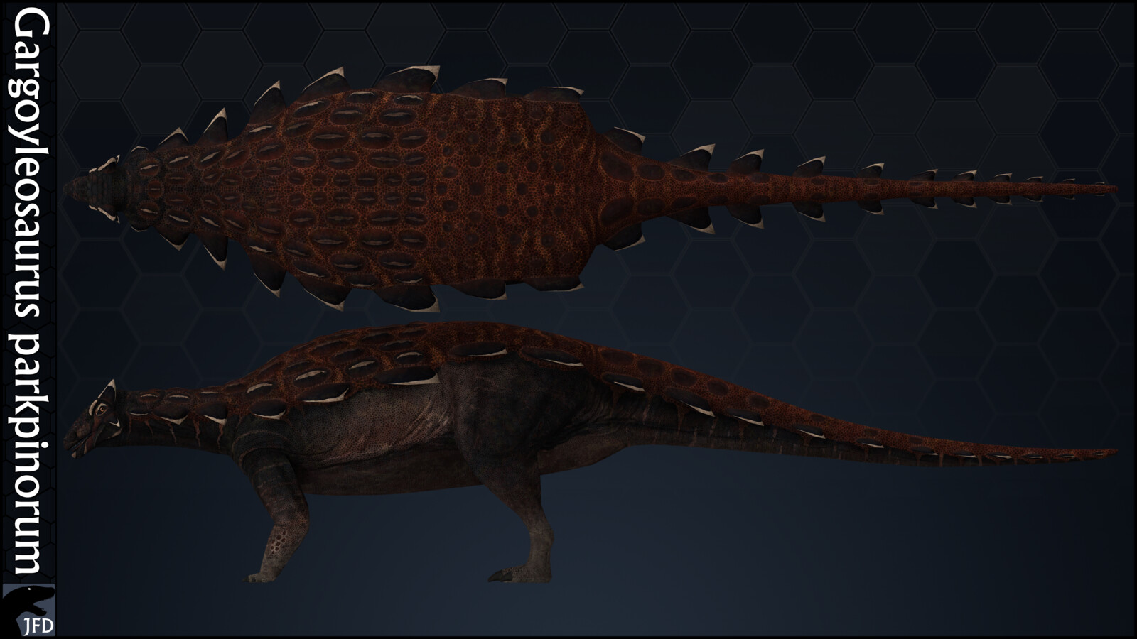 Gargoyleosaurus parkpinorum orthographic multi-view render.