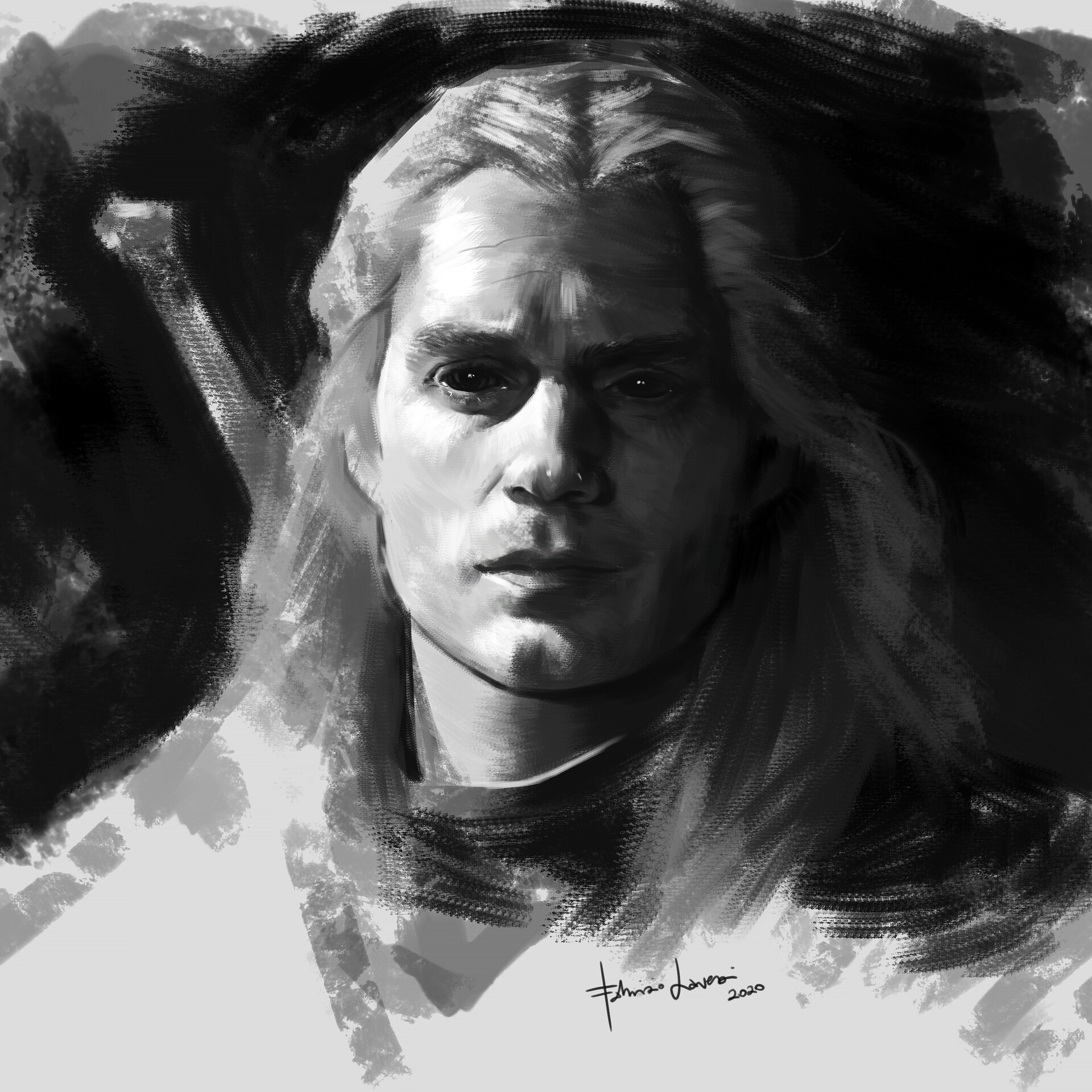 ArtStation Unfinished Portrait, Henry Cavill in Geralt of Rivia