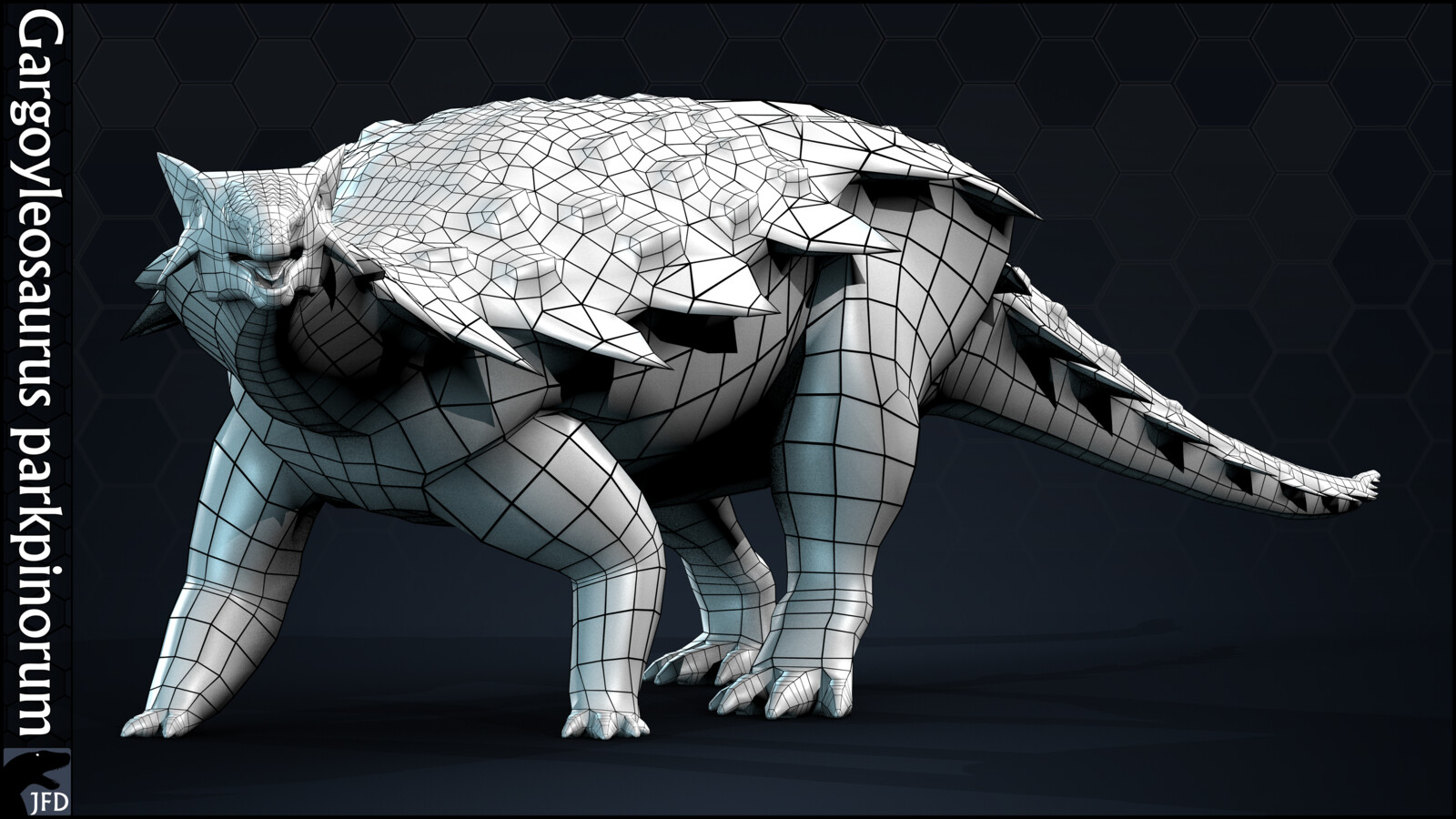 Gargoyleosaurus parkpinorum full body wireframe render.