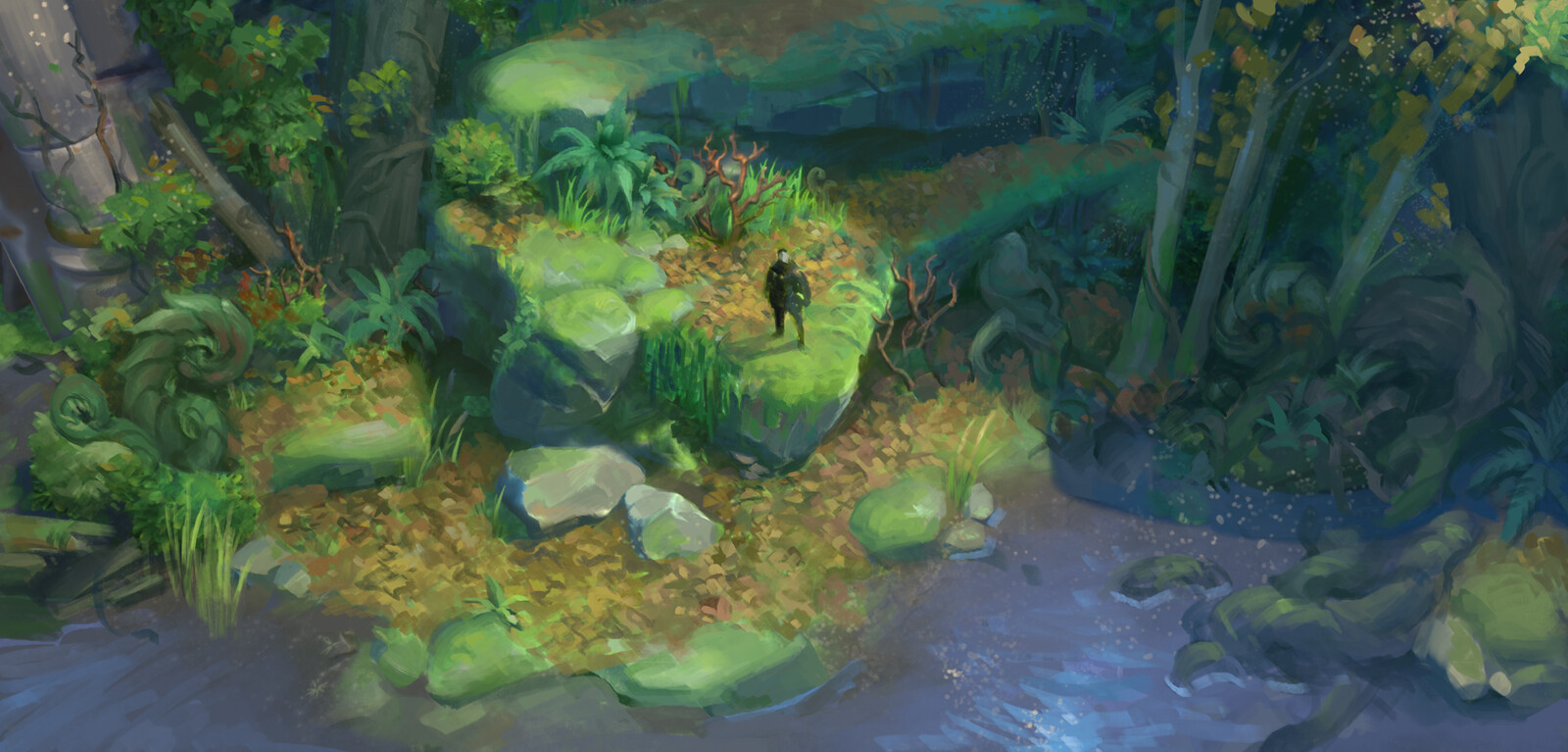 paintover of in-game mock up by environment art team