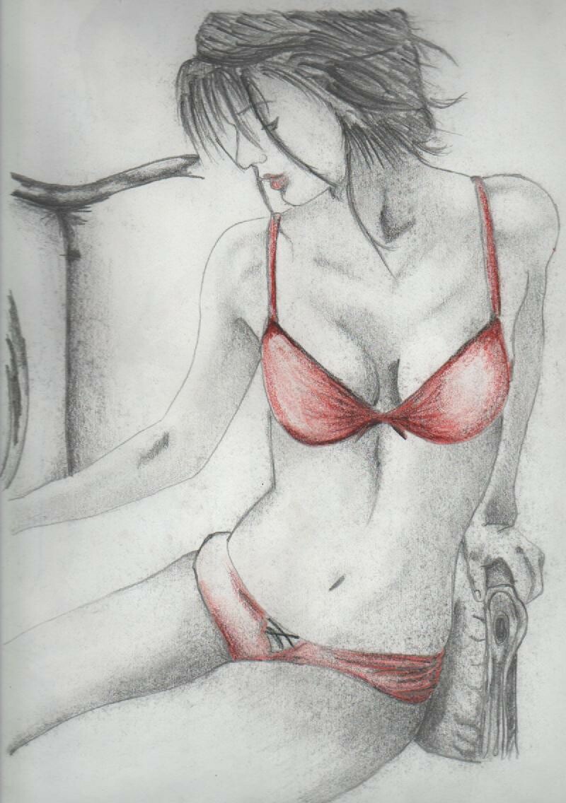 Pencils with red Colour pencils