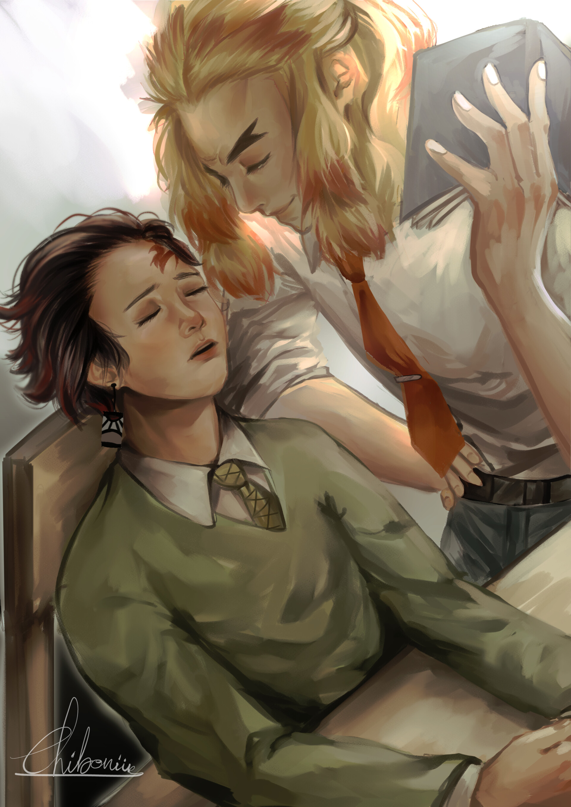 Artstation Sleeping In Class Rengoku Kyojuro And Kamado Tanjiro