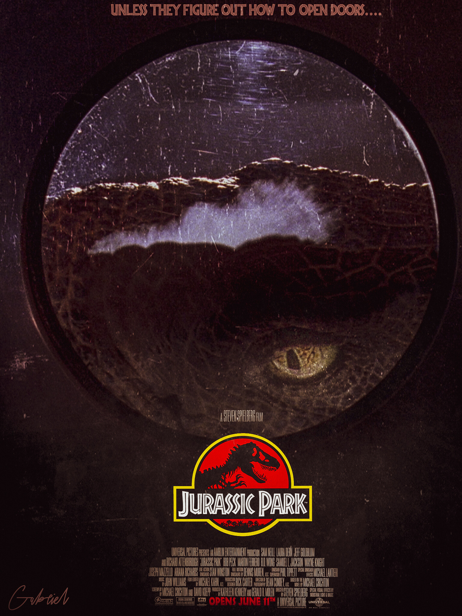 Jurassic Kitchen Window Poster