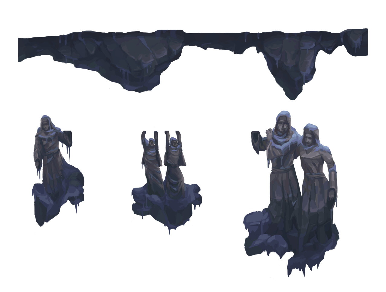 Jesús Campos "Nerkin" Graveyard of the Peaks statues (pixel art)
