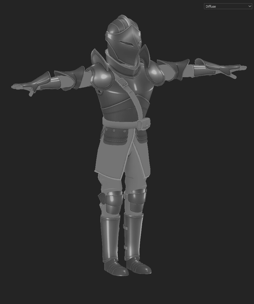 I then duplicated the light group and blurred one copy to get the softer falloff on the armor.