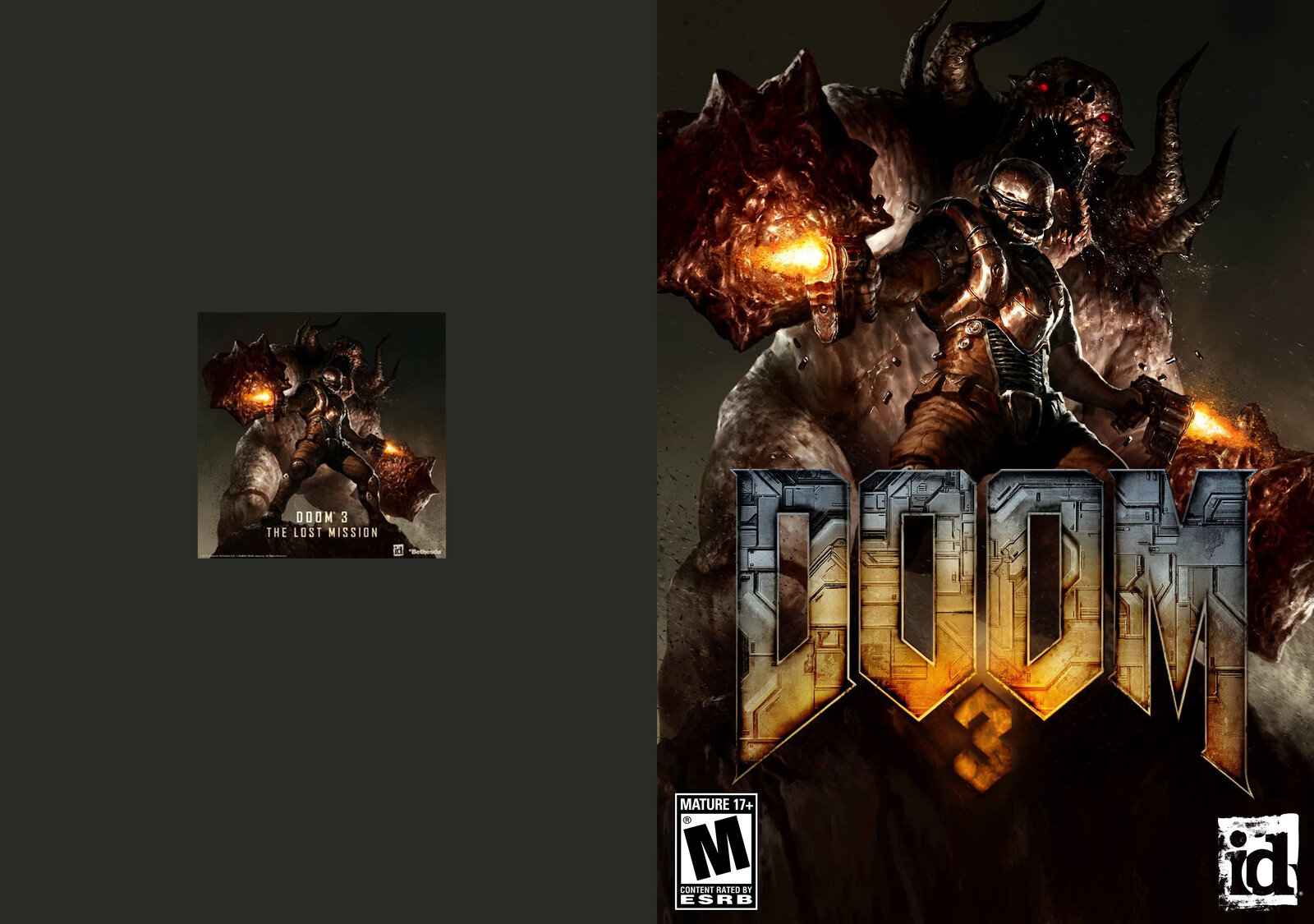 Doom 3 (alternative coverart by John Carmack) (original cover vs. retouched)