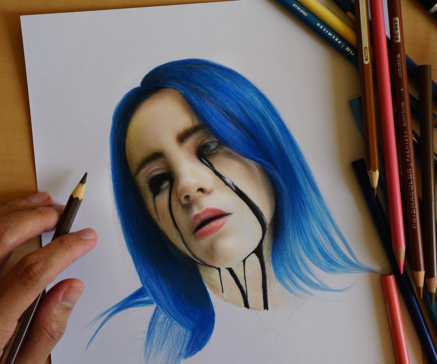 billie eilish by @isabella.drawsss on instagram #billie #eilish #drawing  #colored #pencil #billieeilishdrawin… | Billie eilish, Portrait drawing,  Celebrity drawings