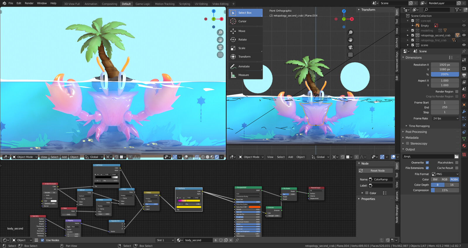 hirez character and environment test render in eevee
