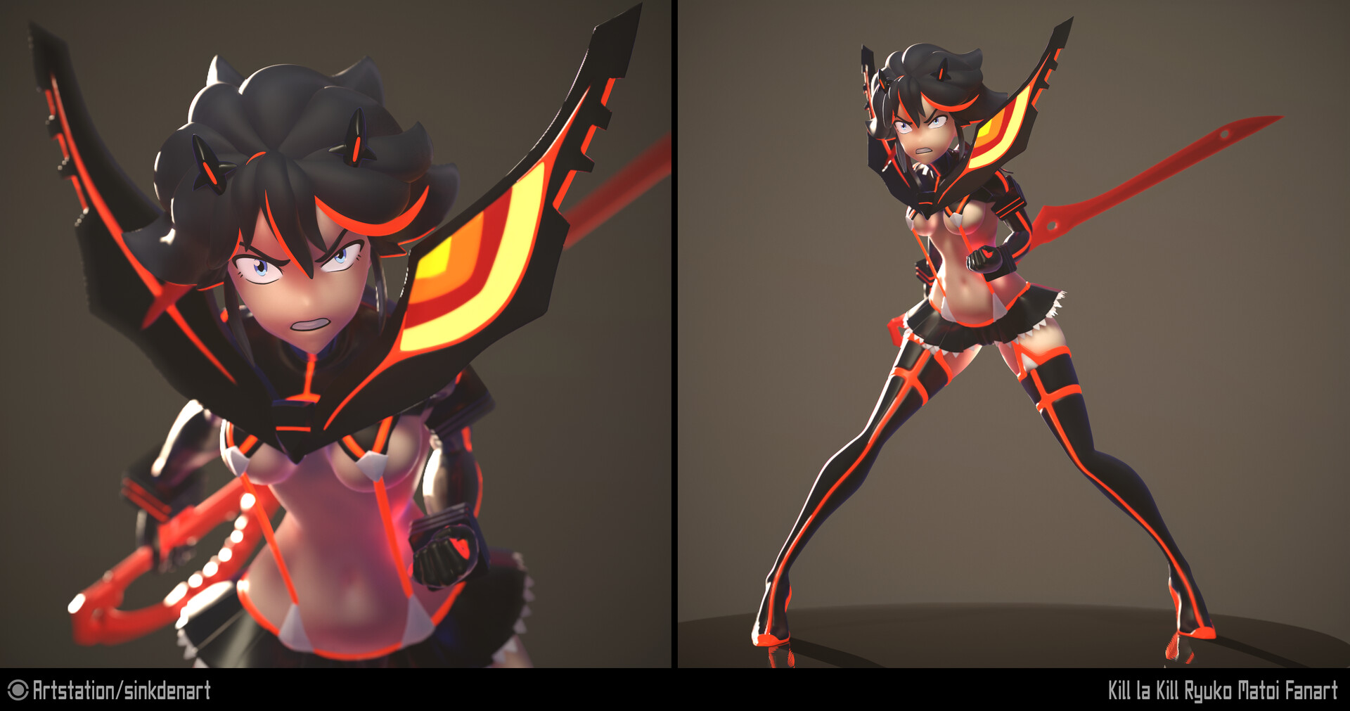 Sinkdenart Kill La Kill Fanart Blue + kill la kill/ キルラキル crossover. sinkdenart kill la kill fanart