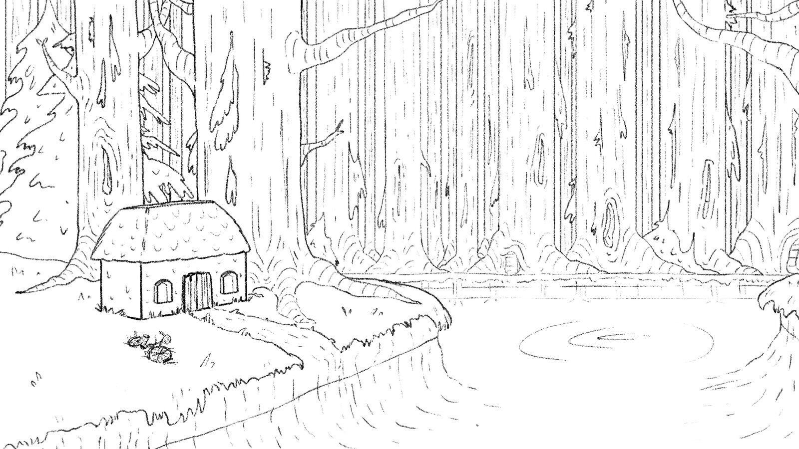 Lineart for forest scene