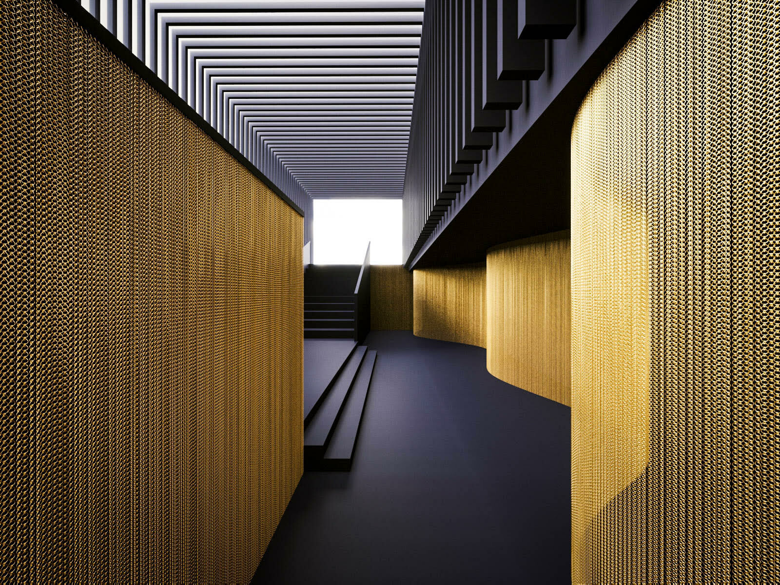 Gold chain curtain store