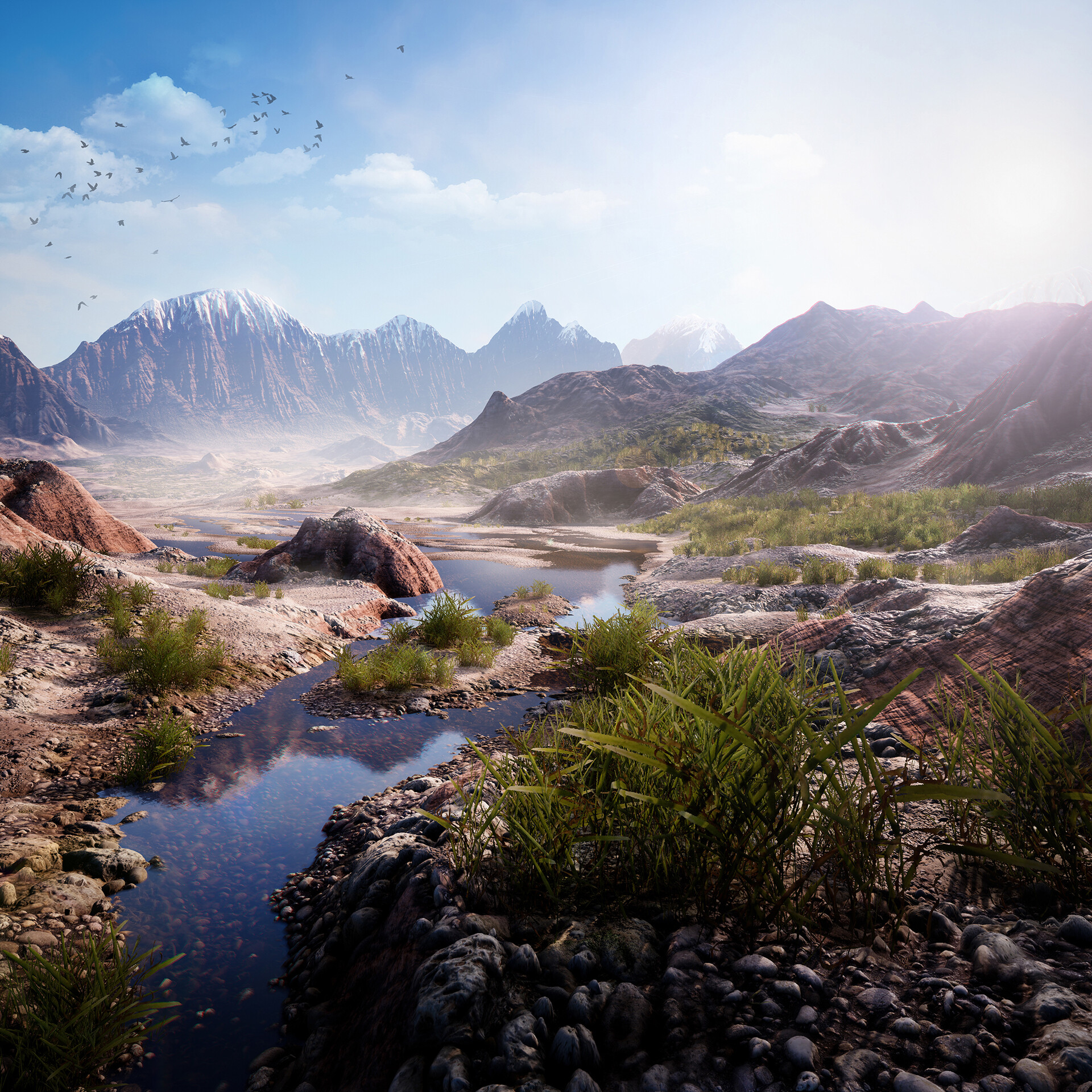 Artstation Unreal Engine Mountain River Landscape Jan Golmic