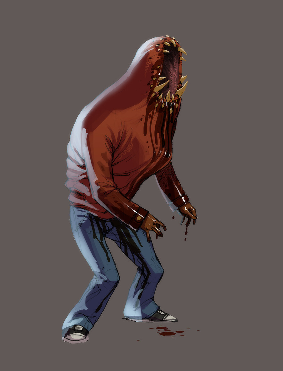 A hoodie mimic. This idea was repurposed for Dragon Age: Inquisition's Despair Demon. 