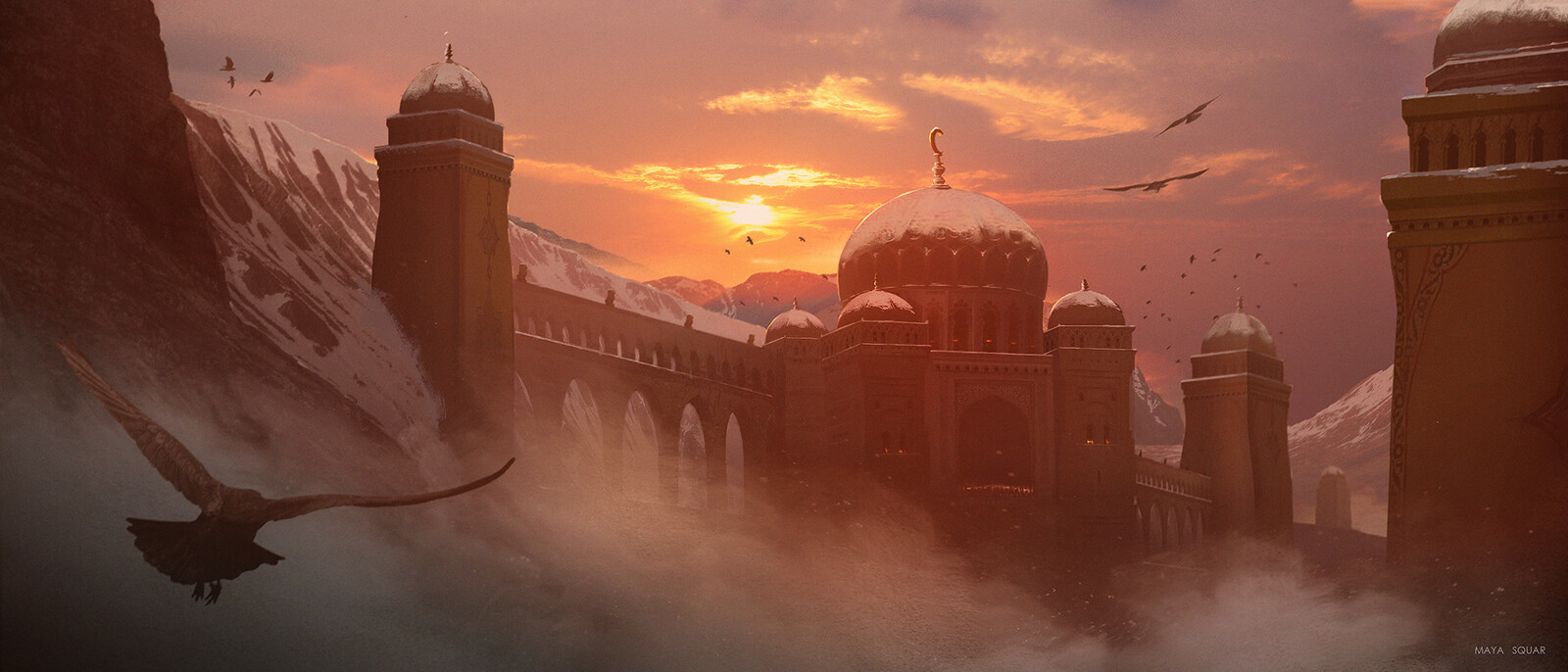 Snow Mosque at Dusk