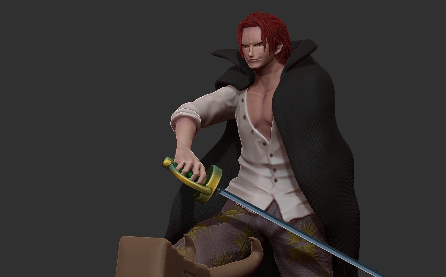 3D file Red Hair Shanks V2 3d print statue - One Piece figurine
