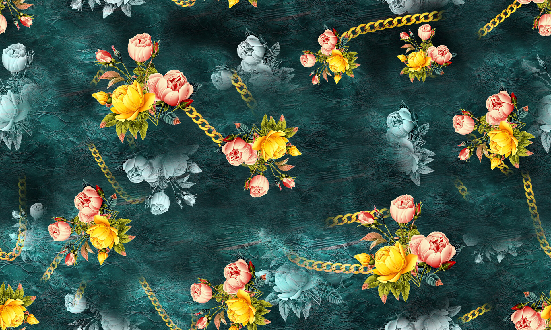 Artstation Small Floral Pattern In Black Blue And Green Colors Spring Flowers Seamless Pattern Flower Patter Eon The Art Studio Eon The Art Studio