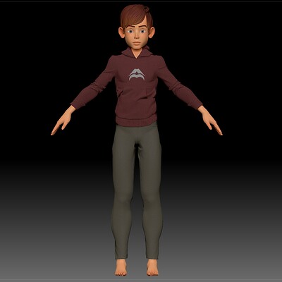 ZBrush Stylized Character Boy Base Mesh with Clothes - Amy Boy Style 4