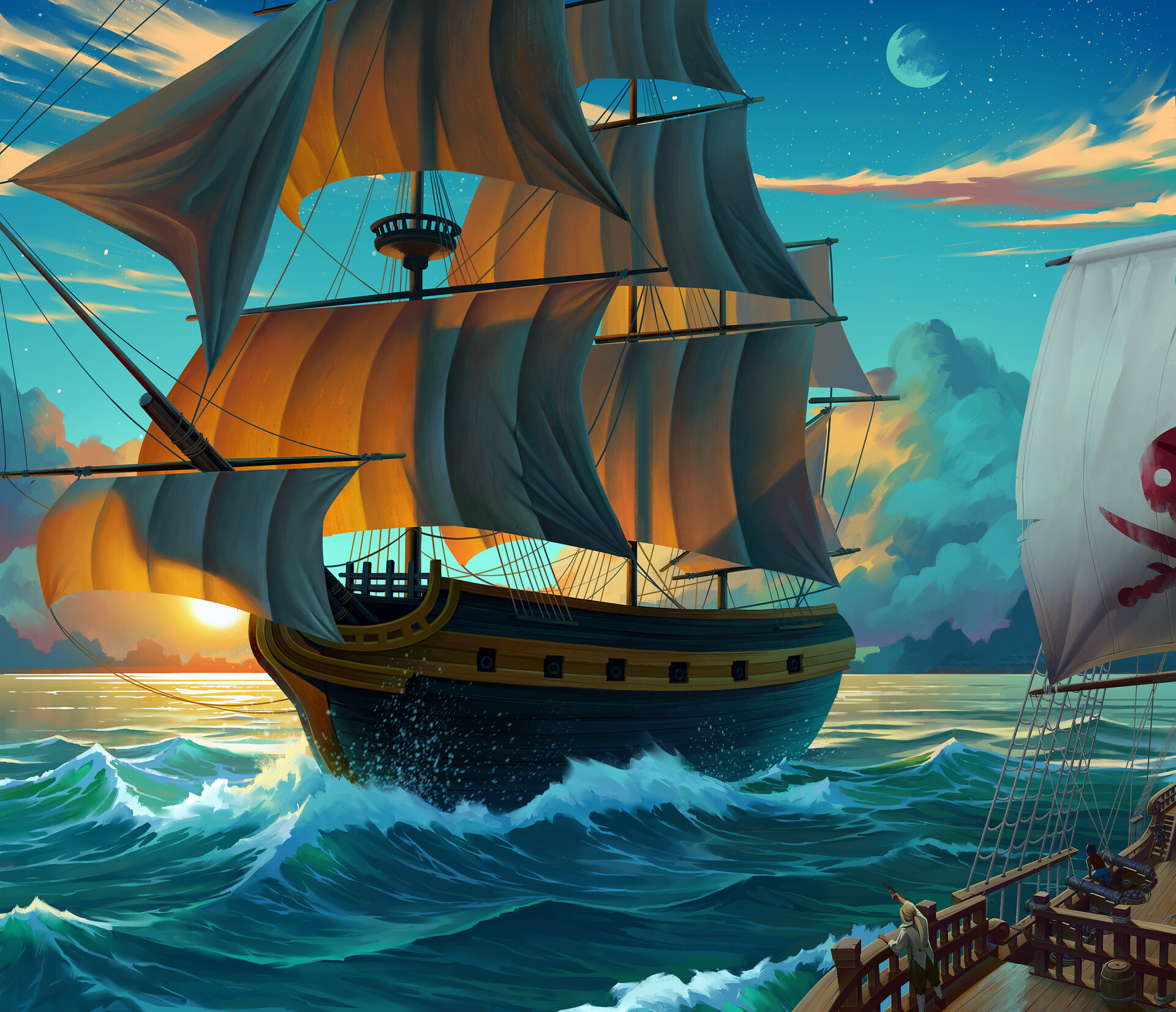 Fantasy Pirate Ship Cartoons Fly wallpaper  anime  Wallpaper Better