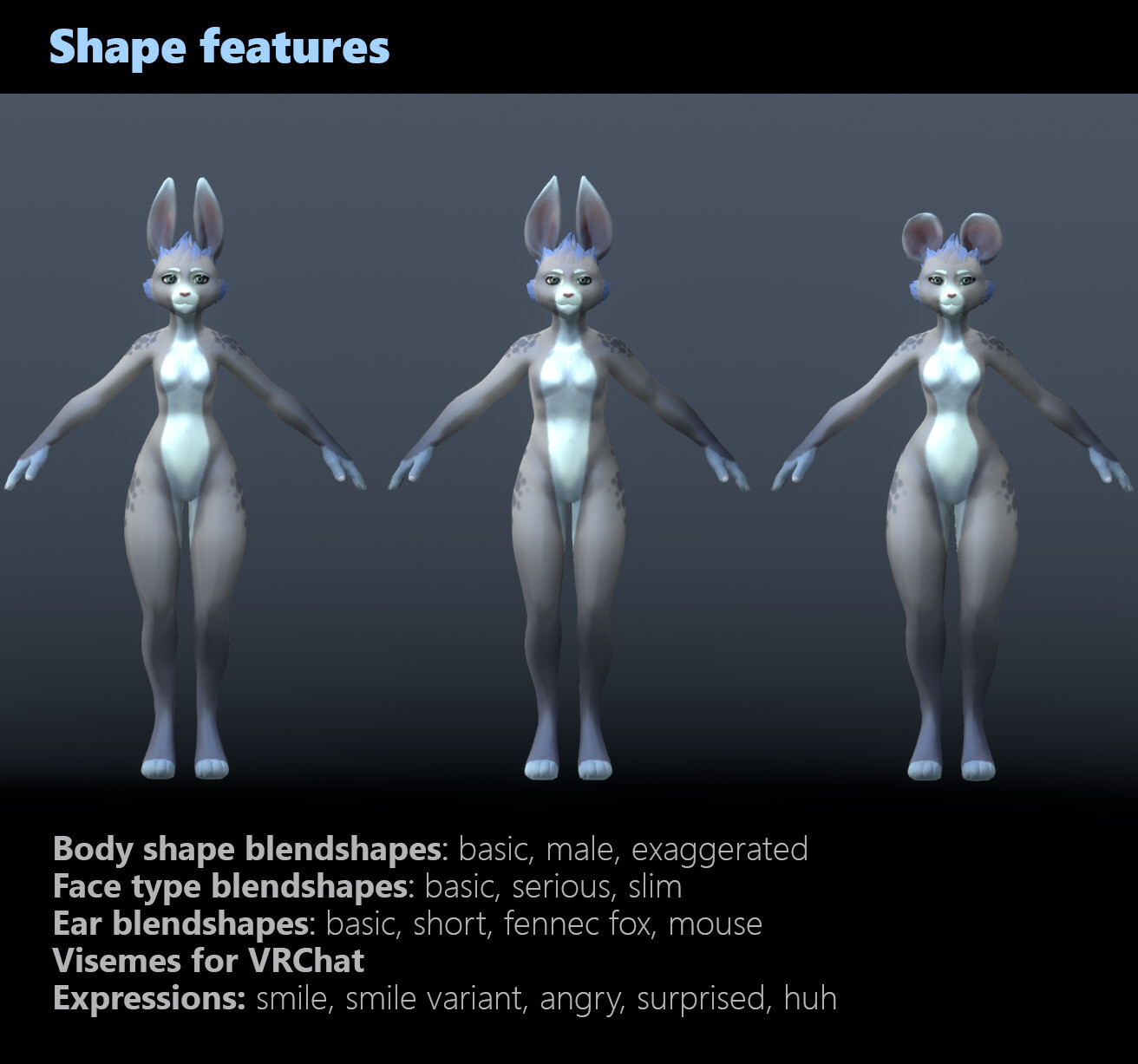 Users can play with the blendshapes in Unity in order to customize their avatar further without any need to use external tools.